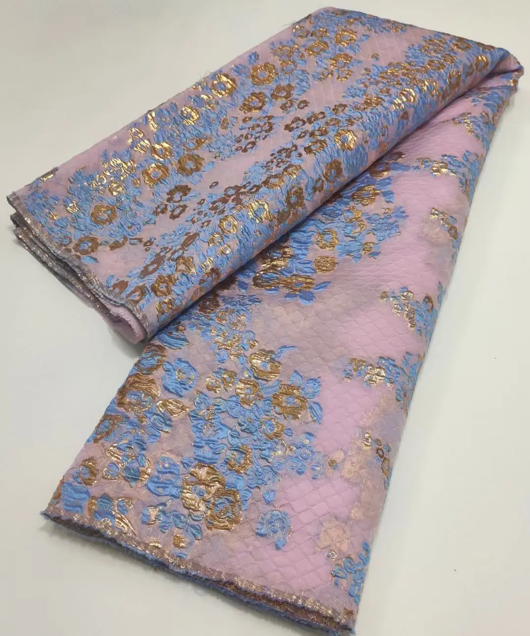 

New African Brocade Jacquard Fabric Women Floral Damask Lace Cloth Nigerian Flower Wedding Dress Material Tissu Africain DJB20