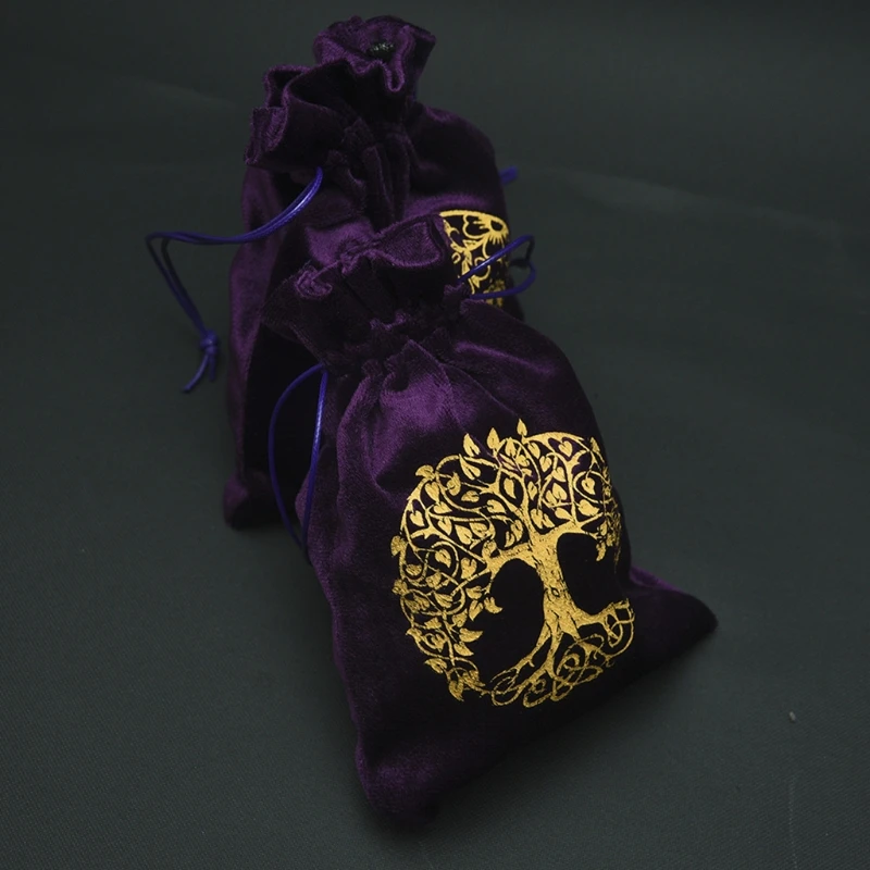 

Tree of Life Skull Jewelry Storage Bag Purple Velvet Pouches with Drawstrings for Jewelry Gift Packaging for Women