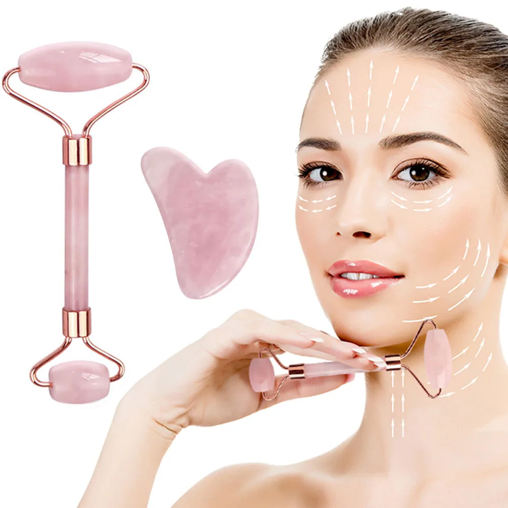 

Массажер гуаша нефритовый для лица, натуральный скребок из розового кварца для лица и шеи, подтяжка кожи, средство для удаления морщин, уход ...