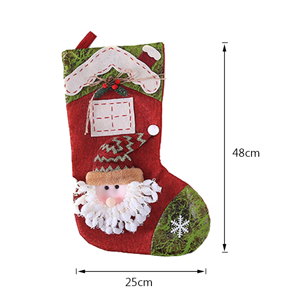 1PC K large Детские сумки для конфет, носки Санта-Клауса, подарок, рождественские чулки, висячие украшения, держатели для подарков, украшения для рождественской елки - Цвет: 1PC K large