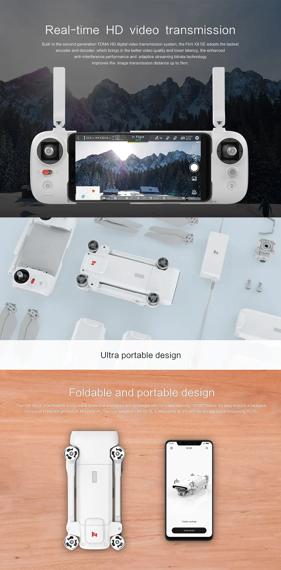 FIMI X8 SE дрона с дистанционным управлением 4K HD Камера 5 км с видом от первого лица 3-осевому гидростабилизатору gps Квадрокоптер 33 минут полета RTF