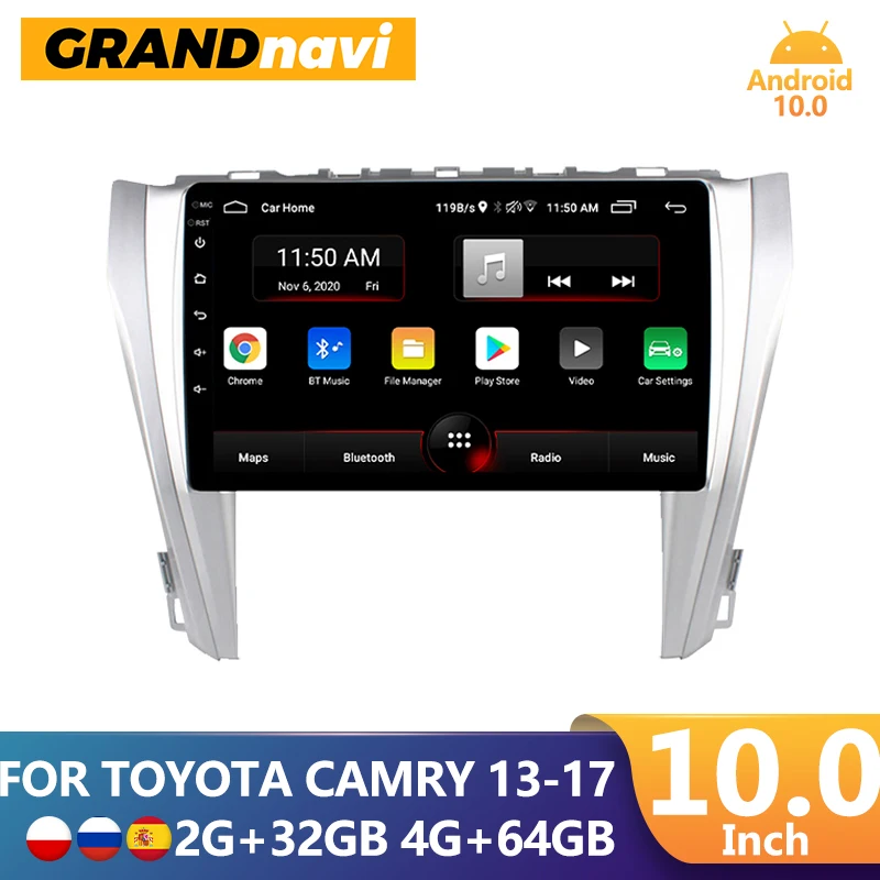 Автомагнитола GRANDnavi Android для Toyota Camry 2015 2018 мультимедийный видеоплеер Radui GPS