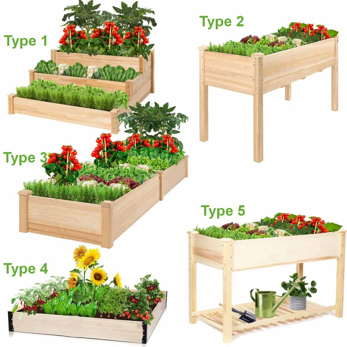 

2021 hot sales Big 5 Types Fir Wood Garden Bed resists rotting Backyard Patio Grow Flowers Vegetable Raised Garden Planting Box