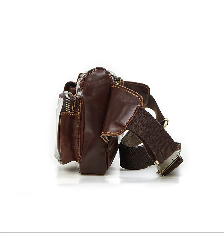 Crossten Genuine leather waist Pack men Retro coin purse belt bag Bum fanny pack Pouch Bag for large screen smartphone