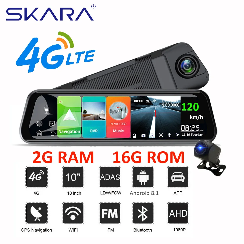 1080P 4G Android 8 1 10 дюймов потоковый медиа-автомобиль Зеркало заднего вида Bluetooth Камера