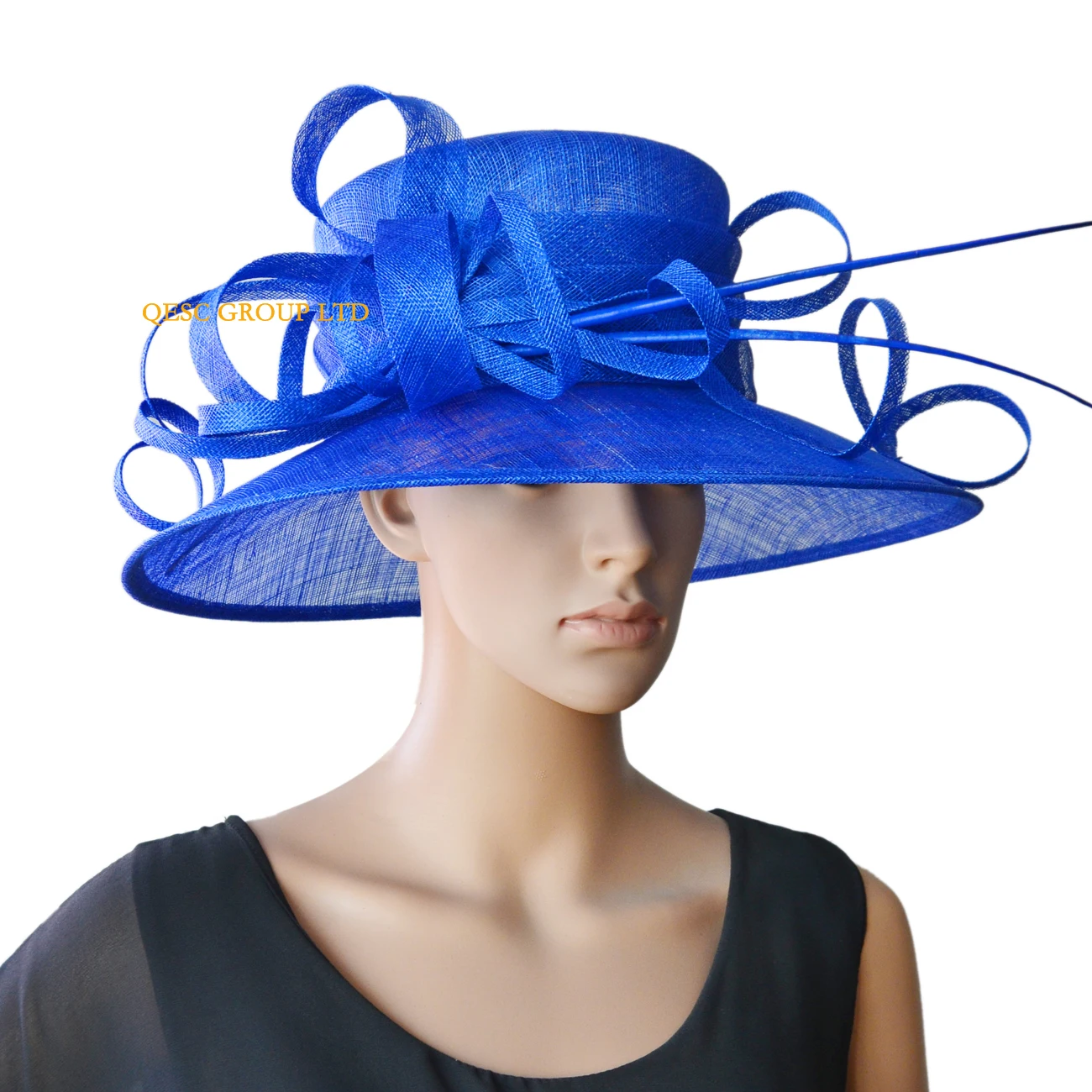 Платье Sinamay с большими полями шляпа страусиным стержнем для свадьбы скачек