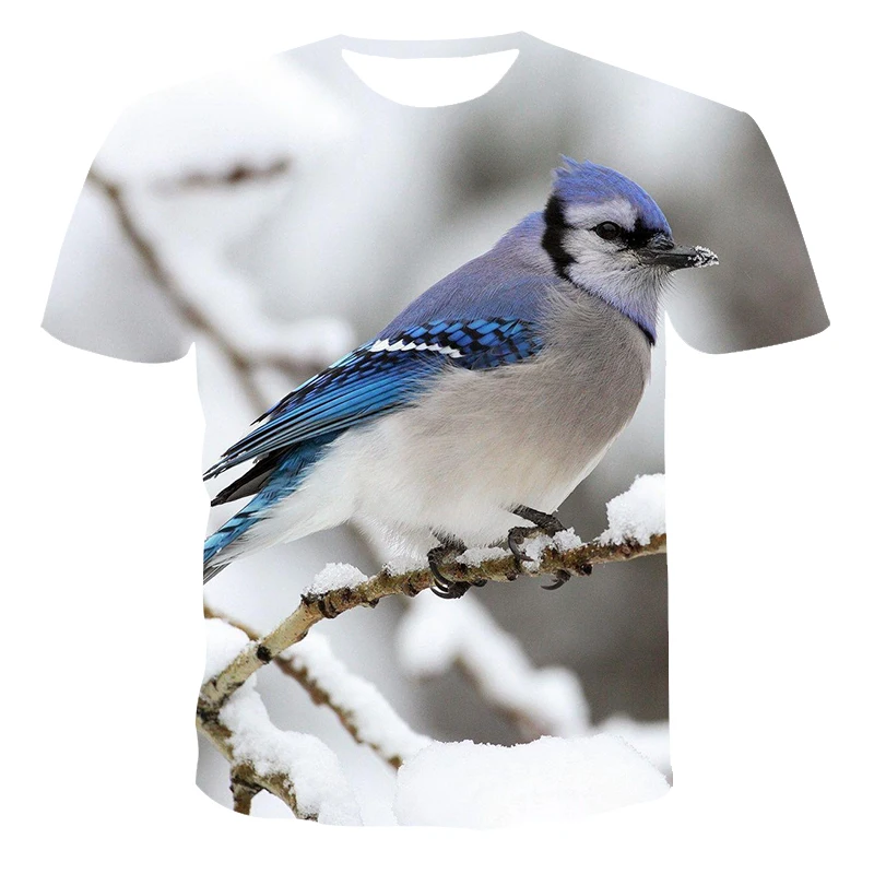 

2021 New Summer T-Shirt Unisex Short-Sleeved 3D Printing T-Shirt Animal Series Birdie Round Neck Pullover XXS-6XL Wholesale