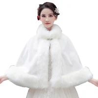 wedding bridal winter warm cloak shawl wrap furry plush formal party 1920s thicken thermal cape stole with buckle