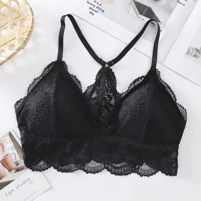 Женский кружевной бюстгальтер без косточек Привлекательный с треугольной