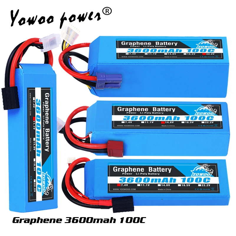 

Yowoo 4S Lipo Graphene Battery 2S 3S 6S 14.8v 22.2V 3600mah 100C with EC5 connector for RC racing car Drone helicopters Airplane
