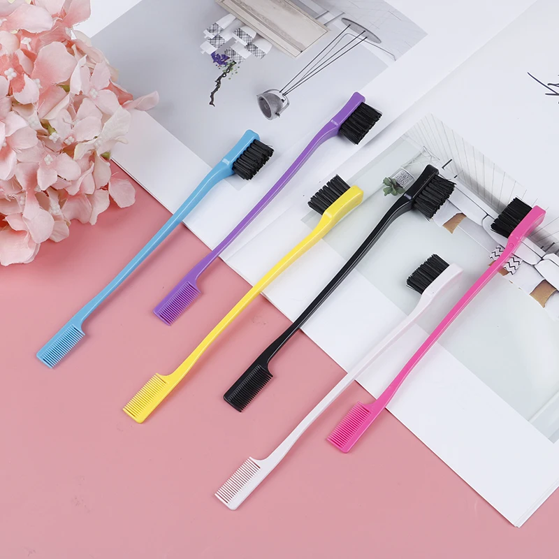 

2019 Hot 3pcs Beauty Double Sided Edge Control Hair Comb Hair Styling Hair Brush Eyebrow Brushes Makeup Tool Color Random