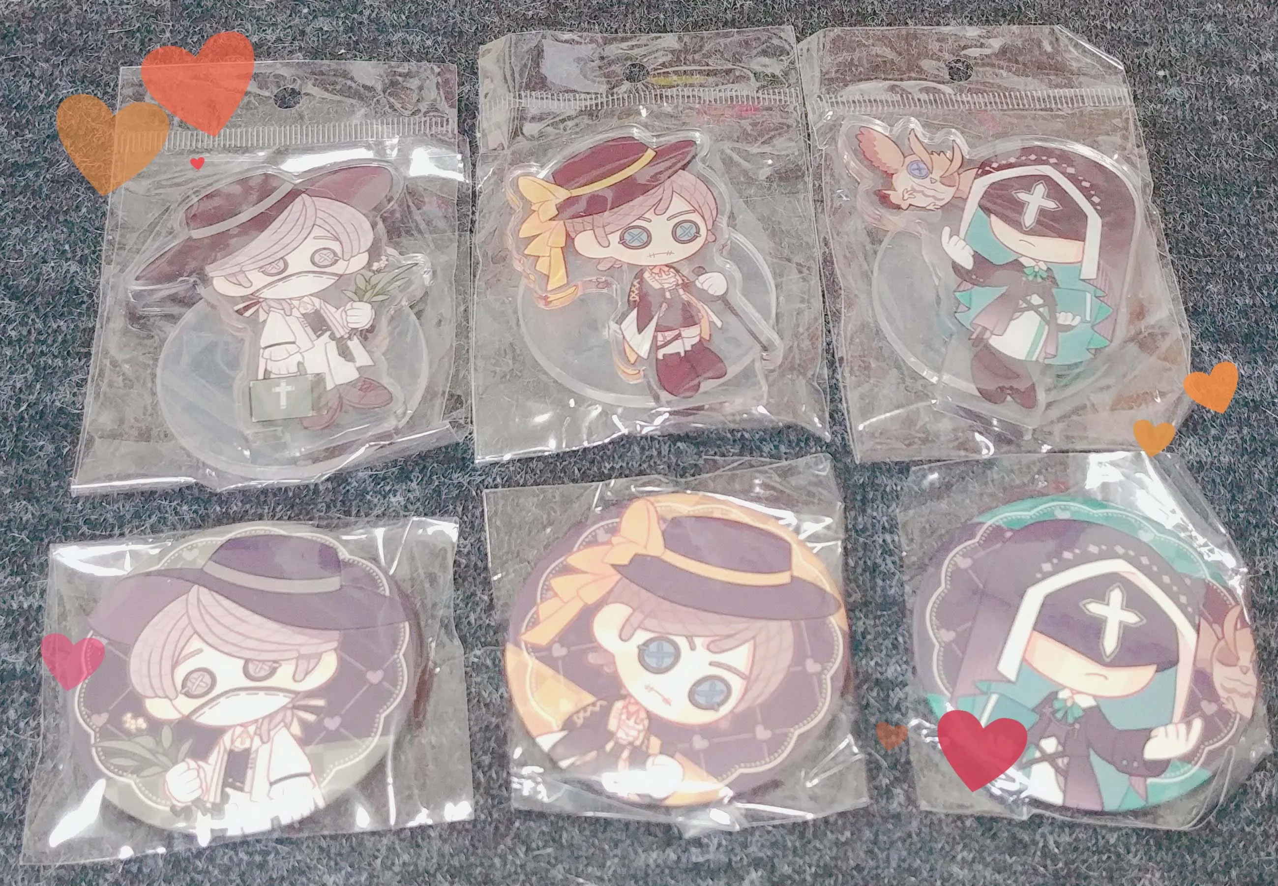 

Anime Afternoon Tea Theme Acrylic Stand Figure Model Identity V Game Nabe Sabida Eli Clark Mary Aesop Carl Metal Badge Buttons