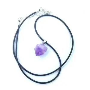 50pcs Natural Stone Purple Pendant Necklace Amethysts Crystal Brazil Druzy Irregular Shape Lavender Chakra Jewelry Necklace