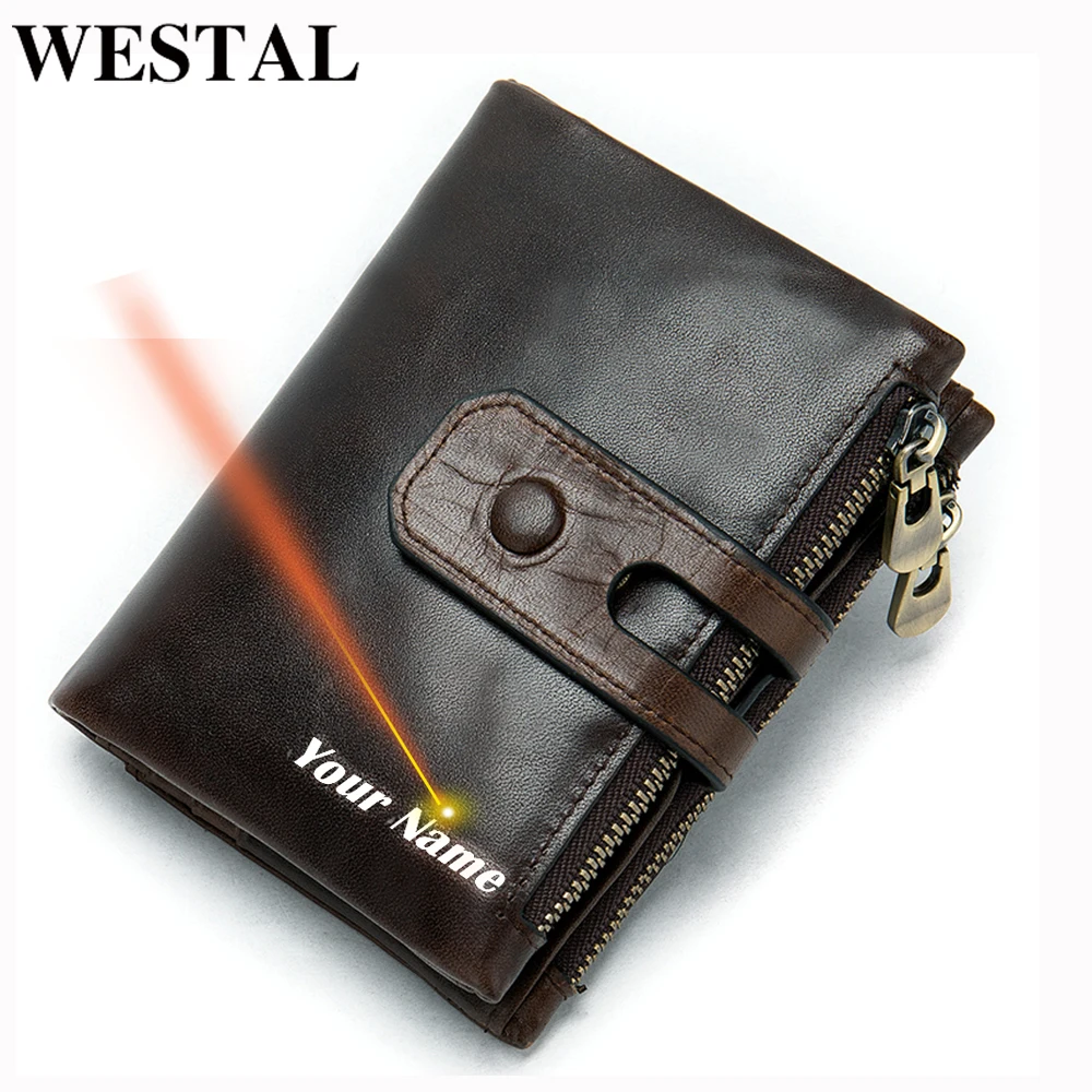 Кошелек WESTAL мужской с гравировкой имени дизайнерский роскошный бумажник