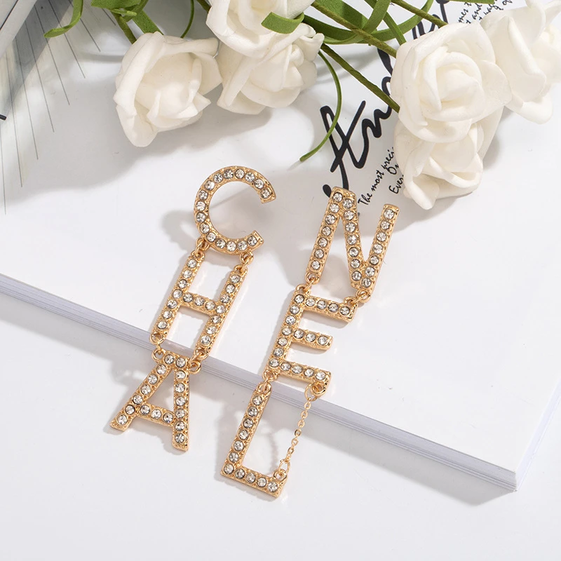 

Sweet Letters Long Drop Earrings for Women Dangle Jewelry Crystal Earings Jewellery Cute Girls Ladies Christmas Gift Boho