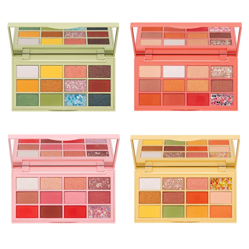 12 цветов летняя сияющая палитра теней для век натуральный макияж блестящий