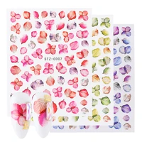 3d leaf and flower sticker for nails art decal diy decoration tools butterfly realistic flowers for girls
