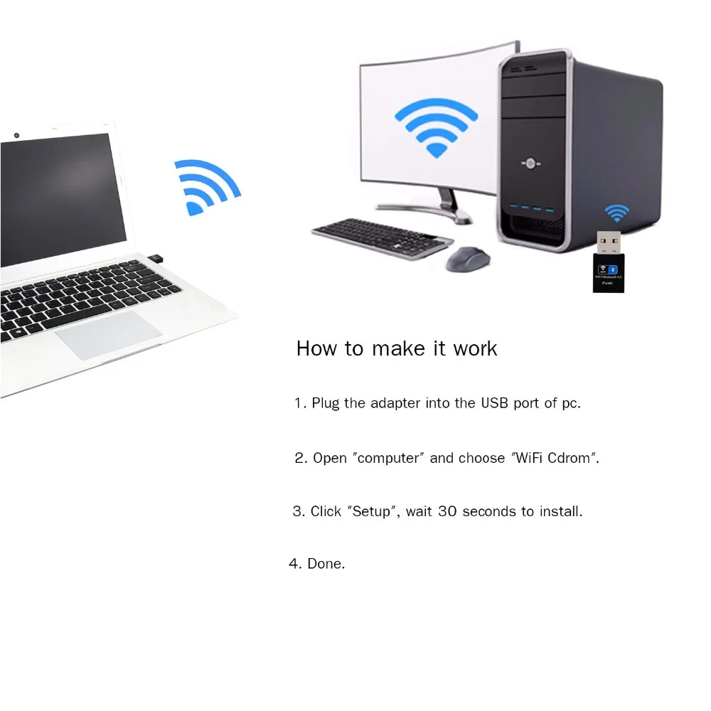 USB Wi-Fi Bluetooth 4 0 адаптер ZEXMTE беспроводной сетевой 150 м + V4.0 для настольных ПК и