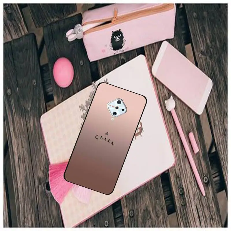 

LJHYDFCNB King Queen Crown Phone Case For Vivo X9 9s 20 Plus Y97 83 75 71 69 V15 V17 V5 S