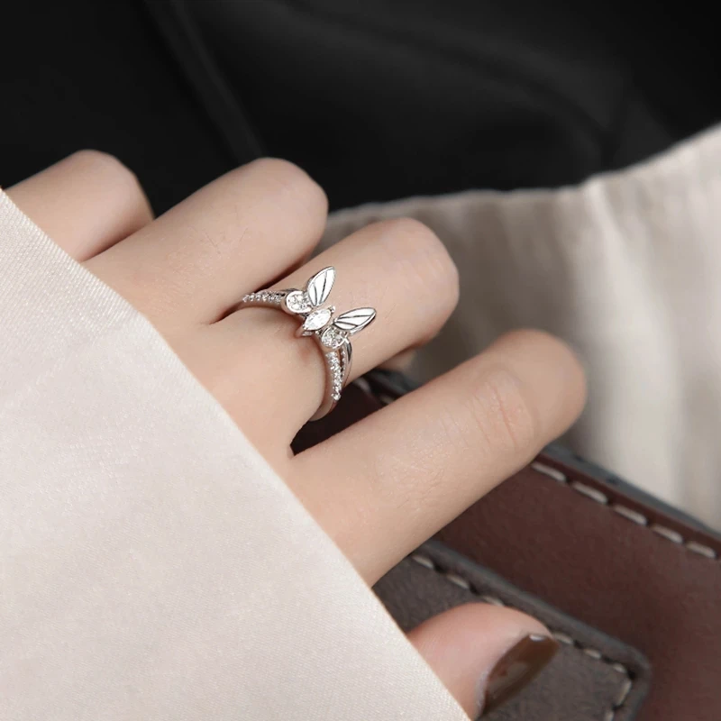 Женское кольцо 2 в 1 из серебра 925 пробы с трехмерным Цирконом | Украшения и