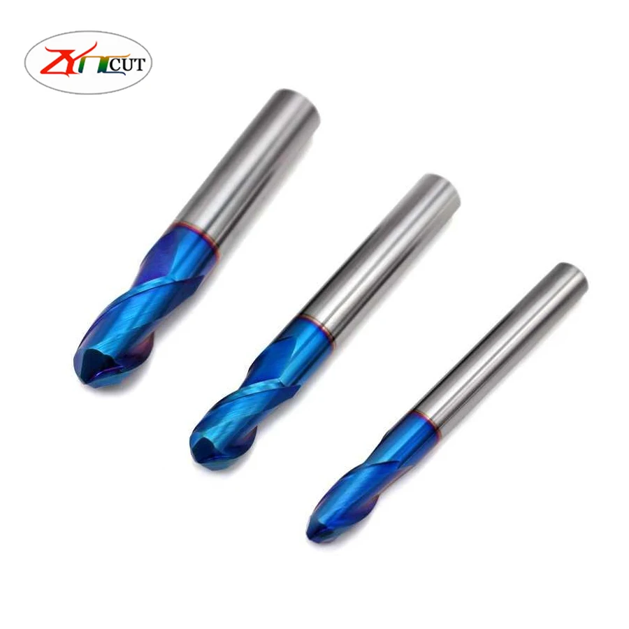 

R1/R2/R3/R4/R5/R6/R8/R10 HRC65 Two-edge ball end milling cutter for processing high hardness materials