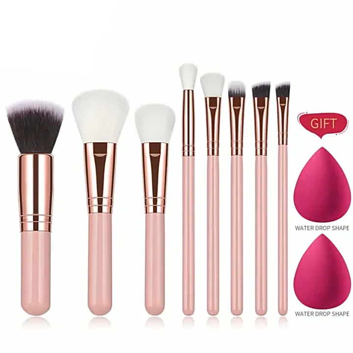 

New 8-piece Makeup Brush Set, Frosted Wooden Handle and Soft Hair Beauty Tools, Buy One Get One Free Beauty Egg, Can Be Wholesal