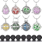 Камень из вулканической лавы ожерелье шариковая коробка клетка медальон кулон Ароматический диффузор ожерелье Ароматерапия ювелирные изделия Прямая поставка