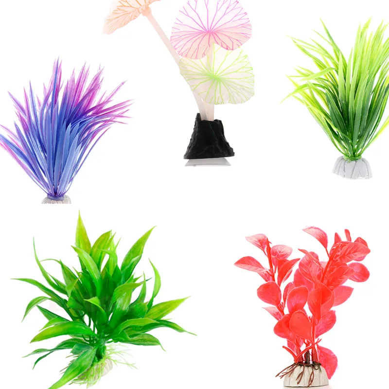 New Beautiful Plastic Artificial Aquarium Plants Decor Submersible Aquatic Fish Tank Grass Ornament Plant Background | Дом и сад