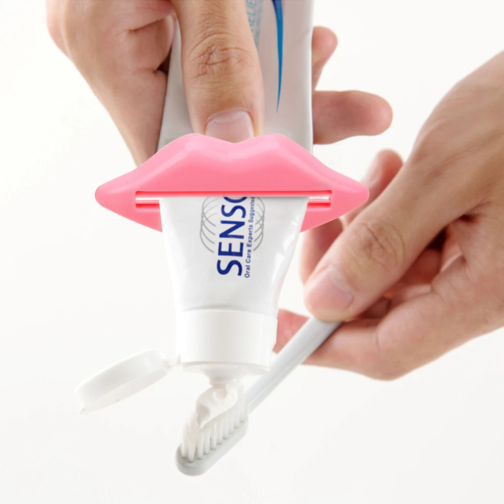 

2Pcs/set Automatic Toothpaste Dispenser Bathroom Products Toothpaste Squeezers Sexy Red Lip Type Bathroom Accessories Gadgets