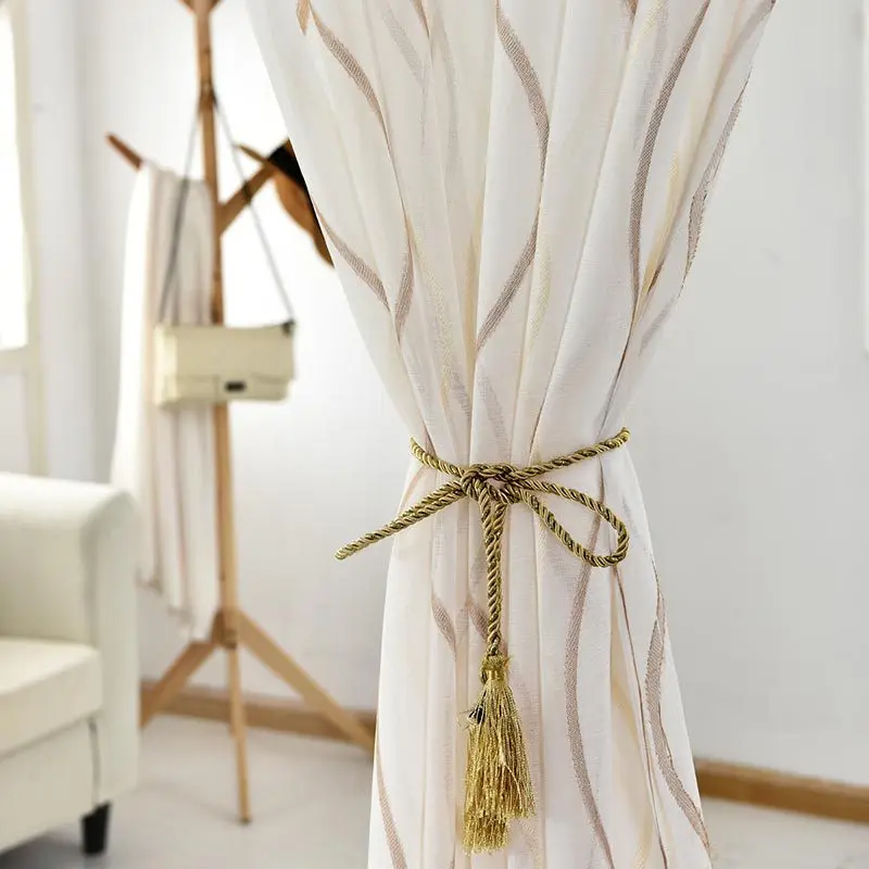 Украшенная цветными полосами тюлевые занавески для окна Гостиная Кухня