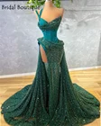 Вечернее платье-русалка, зеленое вечерние со шлейфом, 2021