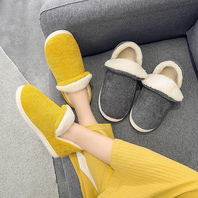 

Домашние хлопковые тапочки, женские зимние Нескользящие домашние тапочки с плюшевой подкладкой