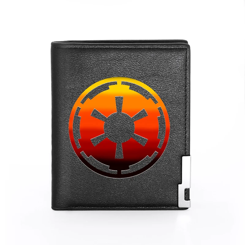 

Высококачественный кожаный кошелек с принтом в виде звезд и империи для мужчин и женщин, тонкий кошелек двойного сложения с отделениями для...