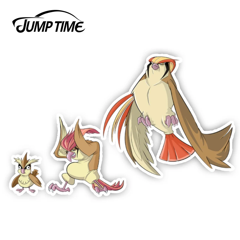 Время прыжков 13 см x 8 Забавный мультфильм Покемон наклейка с изображением птиц