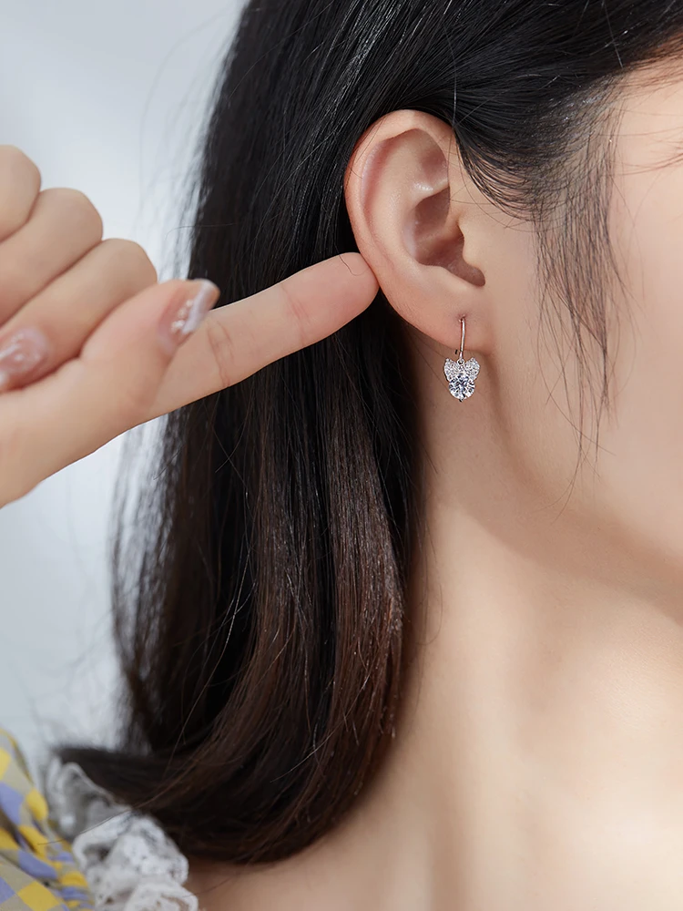 

LEKANI 925 Sterling Silver Cute Bowknot Earrings For Women Shiny Crystal Zircon Drop Earring Romantic Valentine's Day Gift