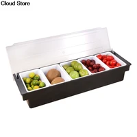 1pcs 3456 compartment black bar condiment box kitchen seasoning case holder bar drinks fruit garnish cocktail lime lemo