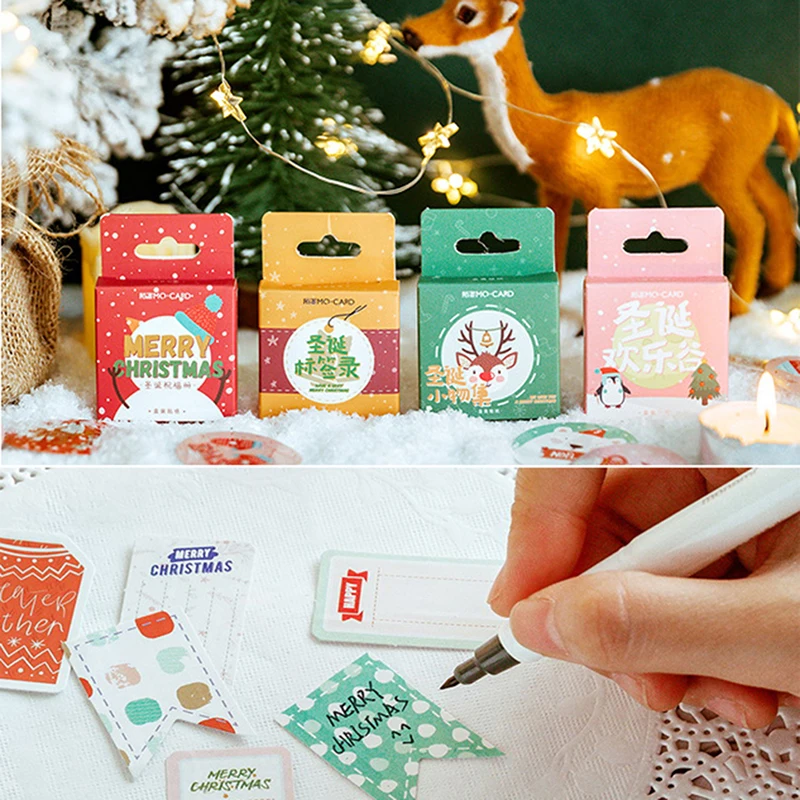 46 шт./кор. Новогодние ёлки наклейки Kawaii Наклейки с оленями Клей милые декор