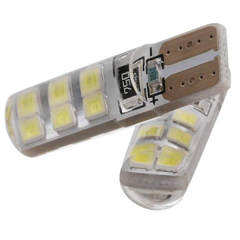

10 шт., Ксеноновые белые светодиодные лампы T10 W5W 12-SMD 2835