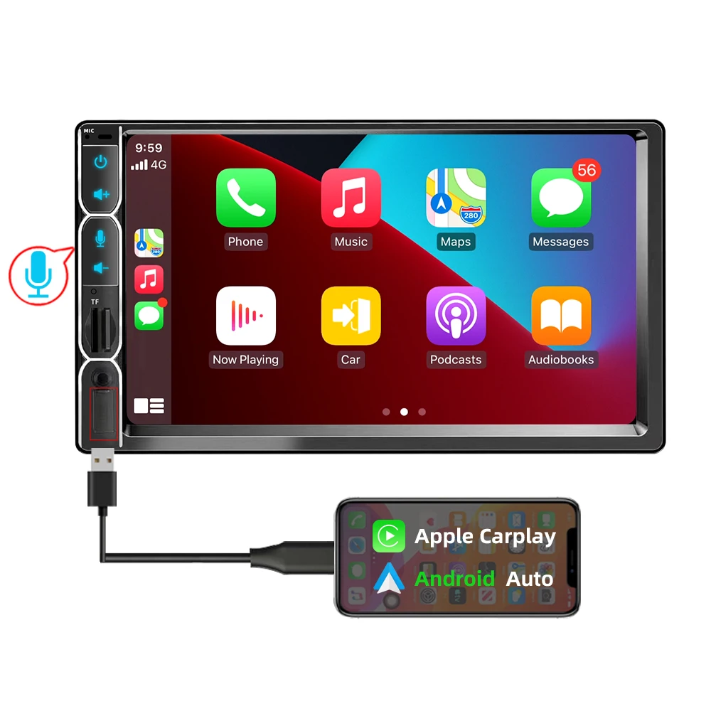 Стереоприемник Apple Carplay автомобильный радиоприемник сенсорный экран навигация