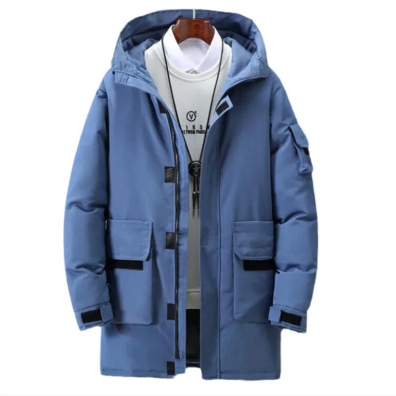 

Down Padded Jacket Men's Mid-length Section 2021 New Big Pocket Trend Thickened Thick Parka Coat Warm and Handsome Winter Jacket