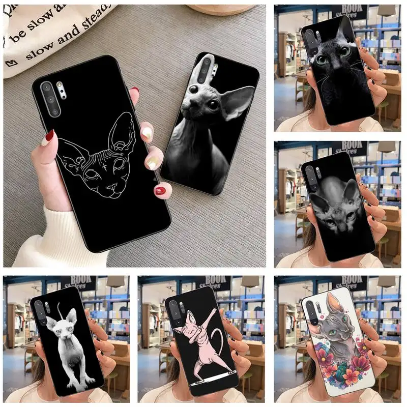 Мягкий чехол HUAGETOP Sphynx Cat для Samsung Note 7 8 9 10 Plus lite Galaxy J7 J8 J6 2018 Prime|Бамперы| |