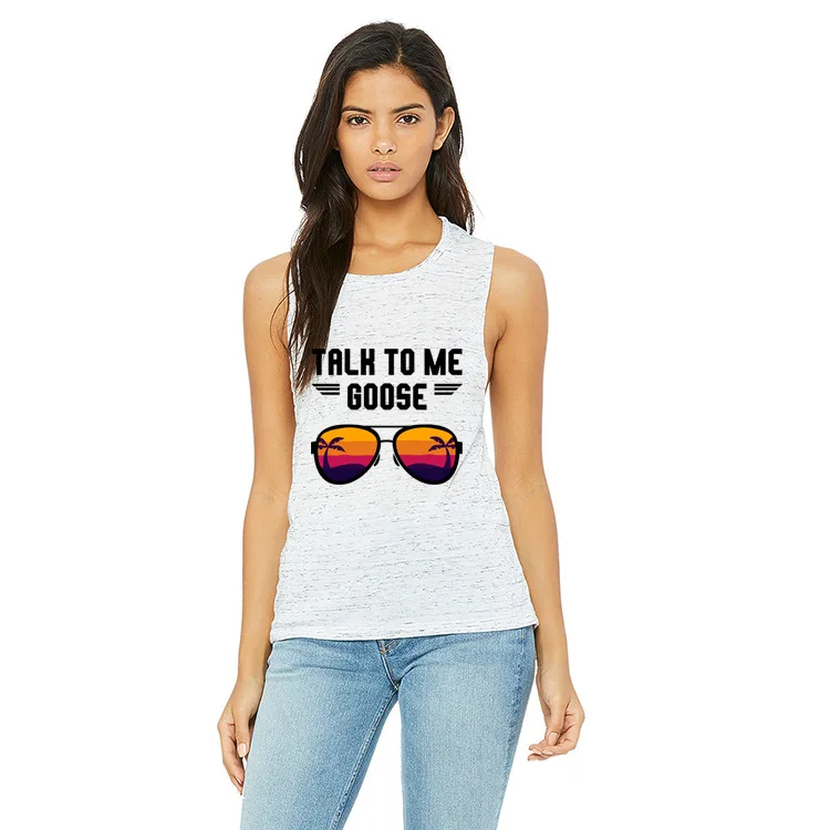 

Women's TALK TO ME GOOSE Letter Sunglasses Printed Vest Loose Sexy Trendy Harajuku Tank Y2K Casual Funny Sleeveless TShirt