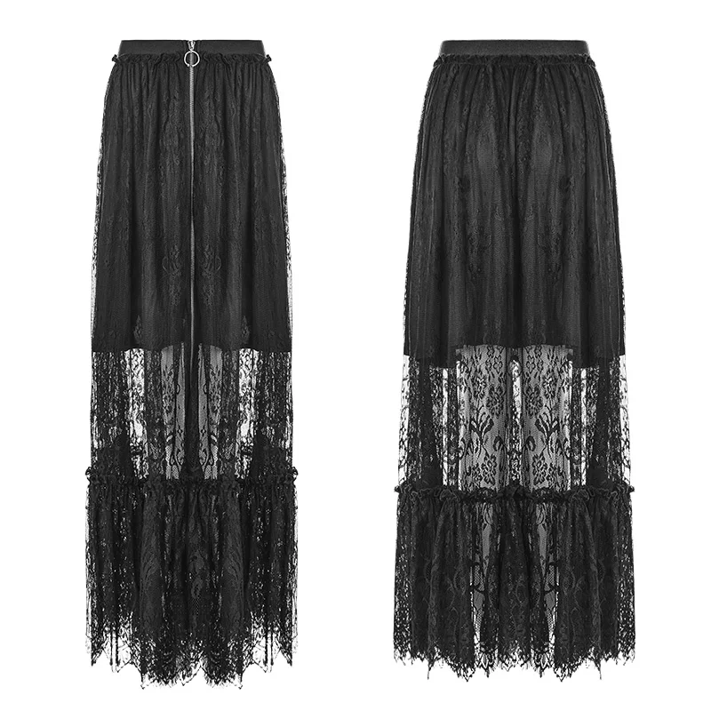 Женская длинная Двухслойная юбка-макси в стиле панк готический стиль модное