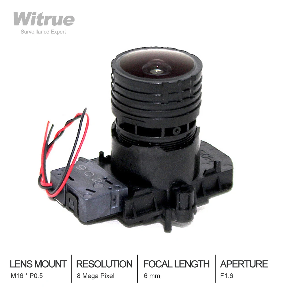 Объектив видеонаблюдения Witrue 4K HD 8 Мп 6 мм M16 * P0.5 крепление F1.6 1/1/1 дюймов IR Cut +