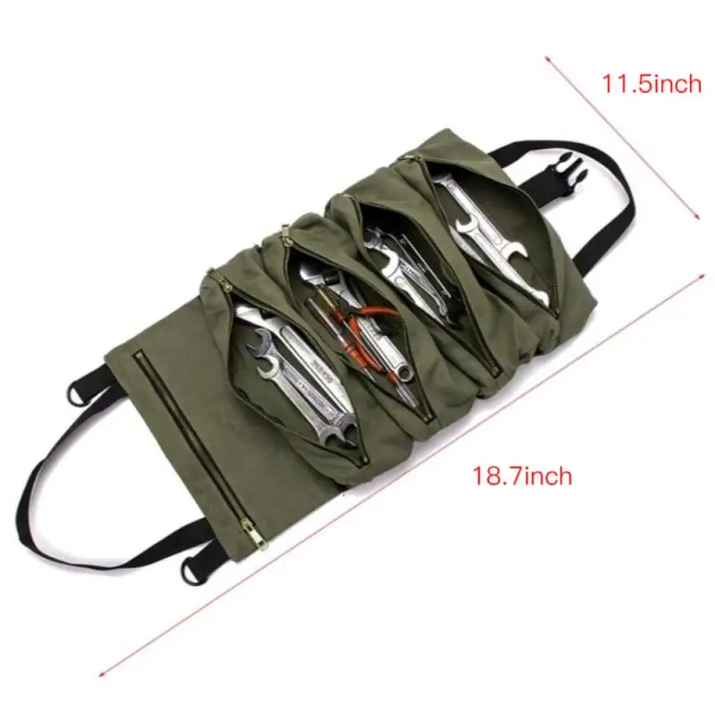 

Multi-Purpose Tool Roll Up Bag Hot Sale Roll Tool Roll Wrench Roll Pouch Hanging Tool Zipper Carrier Tote Cycling Fishing Gear