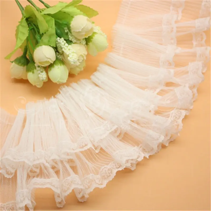 

1YD 9cm Pleated Mesh Lace Hanfu Sleeves DIY Clothing Toy Accessories Decorative Fold Lace Fungus