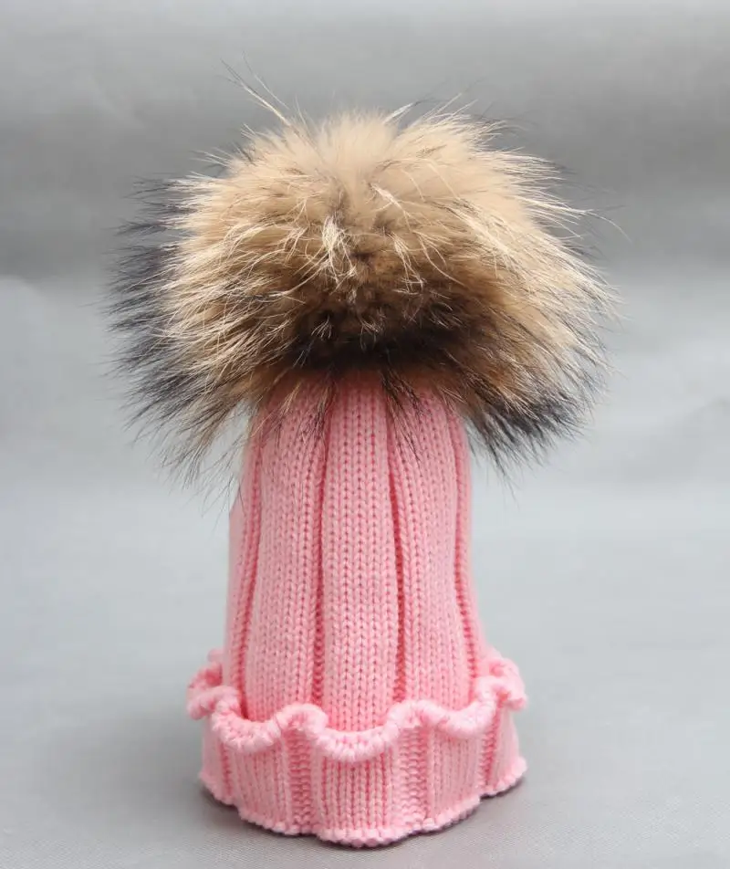 

15cm Model Pompon Colors Ball Caps Children Knitted Crochet Hats Whosale 2020 Baby Fashion Fur Pompom Hats Beanies
