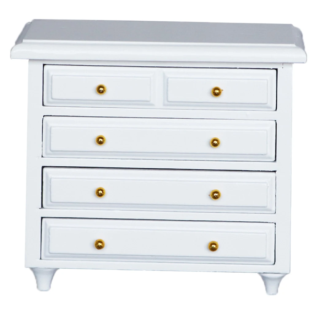 

1:12 Miniature Doll Furniture Wooden Bedroom Dollhouse Bedside Cabinet