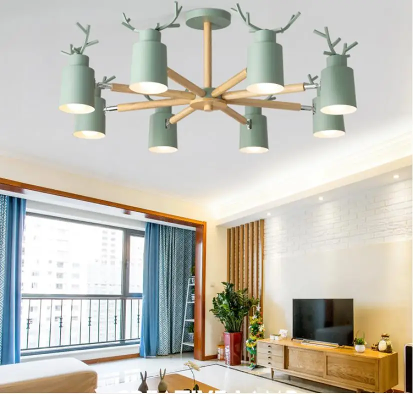 

Nordic antler living room chandelier simple creative Round LED Lamps For bedroomrestaurant Lighting Fixtures