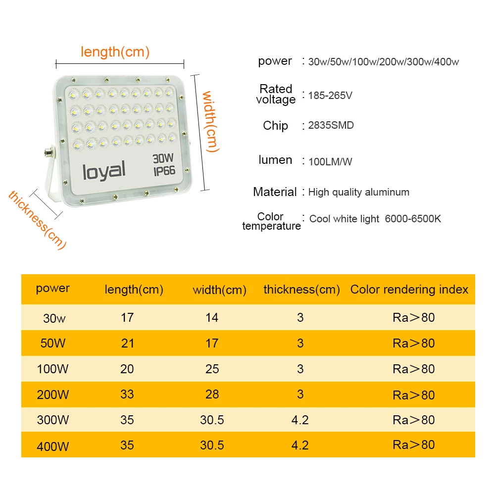 

Led Flood Light 30W 50W 100W 150W 200W 300W 400W Floodlight Led Light Outdoor Waterproof IP66 Led Reflector Construction Site